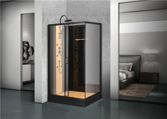 Kabin shower dengan baki akrilik putih 1200 * 800 * 2250cm aluminium hitam