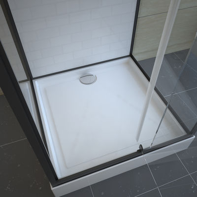 Pivot Door Square 4mm Tempered Clear Glass Shower Cabin Dengan Baki Akrilik Putih