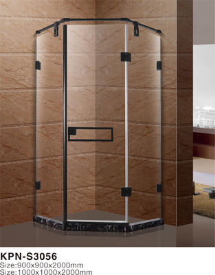 hitam 900x900mm Dimond Shape Corner Shower Stall Penyimpanan Suhu Normal
