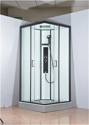 Free Standing Quadrant Shower Bilik Dengan Panel Tetap Kaca Tempered Transparan aluminium hitam