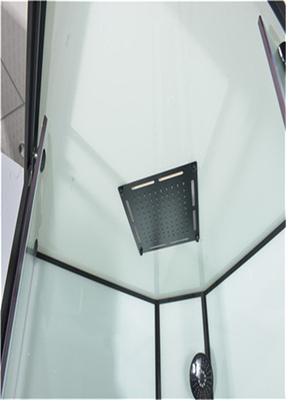 Free Standing Quadrant Shower Bilik Dengan Panel Tetap Kaca Tempered Transparan aluminium hitam