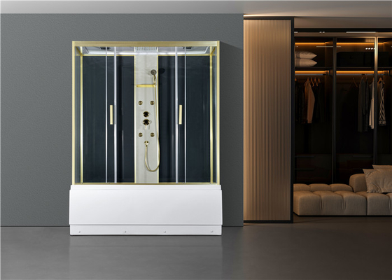 Kabin Mandi dengan baki akrilik Putih 170 * 85 * 2150cm emas alumimium, Baki tinggi