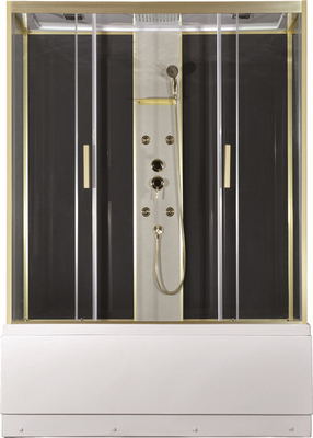 Kabin Mandi dengan baki akrilik Putih 170 * 85 * 2150cm emas alumimium, Baki tinggi