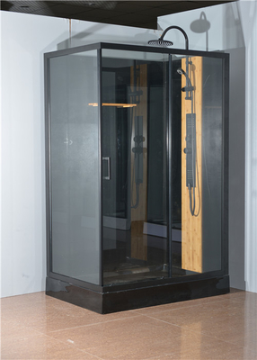Kabin shower dengan baki akrilik putih 1200 * 800 * 2250cm aluminium hitam