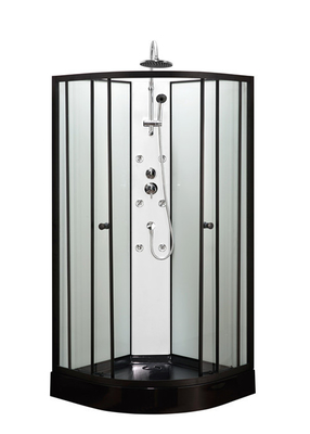 Circle Quadrant Shower Cabin dengan baki akrilik Hitam 850*850*2250cm